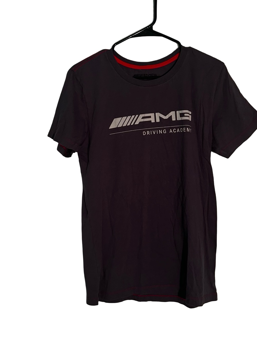AMG Driving Academy Short Sleeve Crewneck Tee in Black with Red Trim